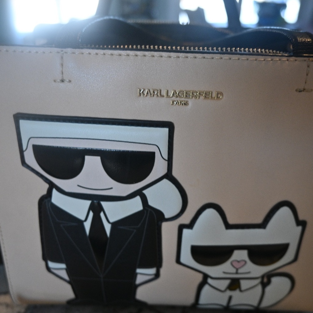 Karl Lagerfeld Cream and Black Shoulder Bag